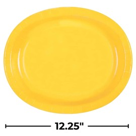 Vibrant Sunflower Yellow Oval Plates (Pack of 8) - Premium Quality, Large Size, Sturdy & Elegant - Perfect for Parties, Weddings, and Special Events