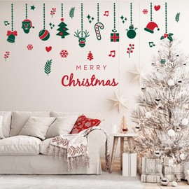 Christmas Wall Decals Removable Christmas Wall Stickers DIY Merry Christmas Wall Decorations Christmas Bathroom Wall Decor Santa Claus,Snowman,Reindeer Window Clings for Indoor Home Party Decor