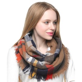 Belle Dame Plaid Tartan Infinity Loop Circle Scarves For Women Soft Warm Checked (LP101-2)