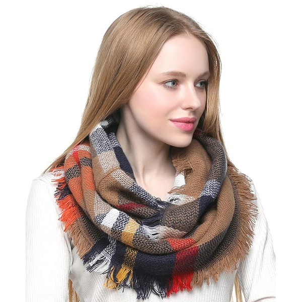Belle Dame Plaid Tartan Infinity Loop Circle Scarves For Women