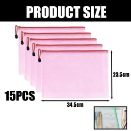 15PCS A4 Zip Lock Bags Zip Bags A4 Zip Wallets Zip Pouch Mesh Bags A4 Document Wallet Document Wallets Zip Folder Zip Folders a4 Mesh Zipper Pouch Document Wallets A4 Zipper Bags Zip Wallets A4