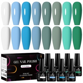 MTSSII 8PCS Gel Nail Polish Set, Soak Off UV LED Lamp Gel Nail Polish Kit (SET12, 8PCS)