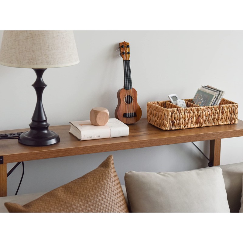 StorageWorks Small Wicker Basket for Organizing with 4-Section, Natural Water