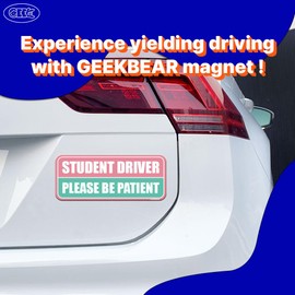 GEEKBEAR Student Driver Car Magnet - Colorful, Reflective, Weather-Resistant - Rectangular 8.7 x 3.5 in (Light Pink/Turquoise, 3 Pack)