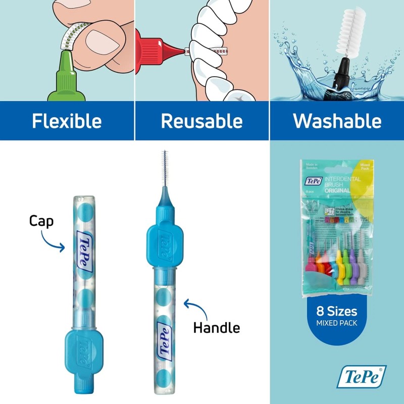 TePe Pack of 8 Interdental Brush Original, Soft Dental Brush