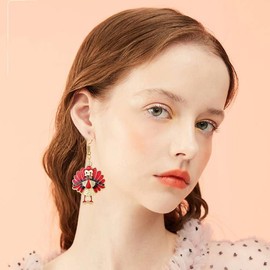 9Pairs Fall Earrings for Women Cute Squirrel Pine Cone Corn Maple Leaf Pumpkin Turkey Earrings Autumn Thanksgiving Earring Autumn Thanksgiving Jewelry Gift (Hat)