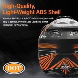 XFMT DOT Adult Dirt Bike Helmet Motocross ATV Off-Road BMX Full Face Motorcycle Helmets (Black Orange Star, X-Large)