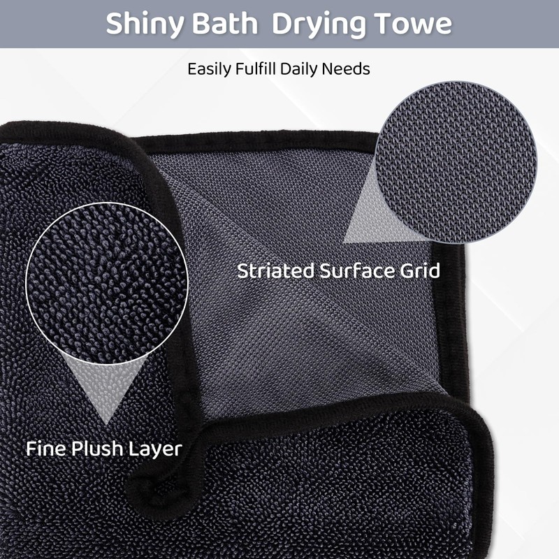 3PCS Shiny Bath Wipes Cleaning Cloths for Shower,Ultra Absorbent Microfiber