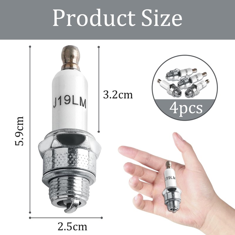 UYUYong Set of 4 Rj19Lm Spark Plug Lawn Mower Spark