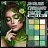 15 Colors Green Matte & Shimmer Eyeshadow Palette - Olive