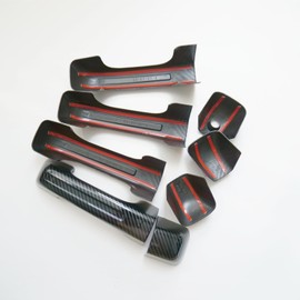 CYAuto Chrome Carbon Fiber Gloss Black Exterior Door Handle Cover Trims for Dodge RAM 1500 2019-2023 (No Keyless Holes, Carbon Fiber Style)