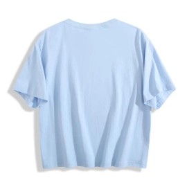 High Quality Women Crop Top T Shirts White 100% Cotton Workout Athletic Oversize Women Fashion Crop TopsSize: Xs, Color: Blue