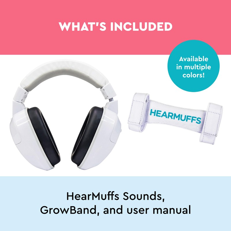 HearMuffs Sounds, White - Over-the-Ear Hearing Protection for Infants &