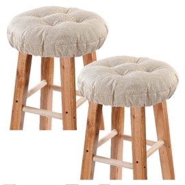 LYLNBYWK Bar Stool Covers Set of 2, Stool Covers Round with Elastic Band Pad, Soft Stool Seat Covers, Nonslip and Washable, 12 Inch, Beige