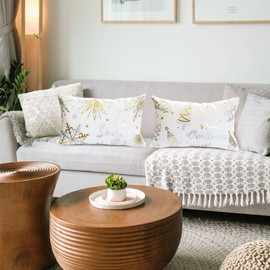 TAJWE White Gold Christmas Throw Pillow Covers 12x20 Inch Set of 2 Let It Snow Snowflake and Xmas Tree Winter Holiday Decorative Cushion Cases for Sofa Couch Home Decor