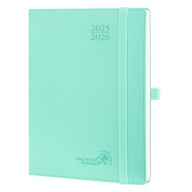 POPRUN Planner 2025-2026 (6.5'' x 8.5'') Academic Year Agenda (July 2025 - June 2026) with Hourly Time Slots, 2025 Weekly Planner for time Management, Leather Soft Cover - Green