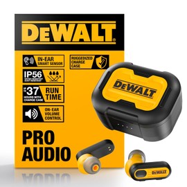 DEWALT - Auriculares inalámbricos de Alta Resistencia, Auriculares Bluetooth con Funda de Carga Tipo C incluida, 37 Horas (Amarillo)