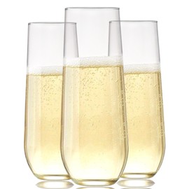 Oojami 36 piece Stemless Unbreakable Crystal Clear Plastic Wine Glasses Set of 36 (9 Ounces)