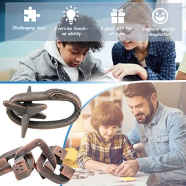 Joyeee Brain Teaser Puzzles, Metal Puzzle Set IQ Test Game, Educational Toys Physics Mind Puzzles Gift for Family Games Office Party Prizes Kids Teens Adults Challenge - Starter Level, 5Pcs Type B