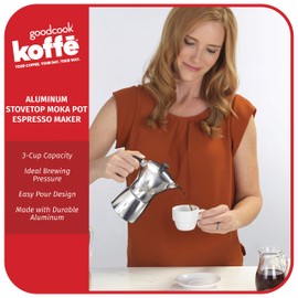 Goodcook Koffe 3-Cup Aluminum Stovetop Moka Pot Espresso Maker