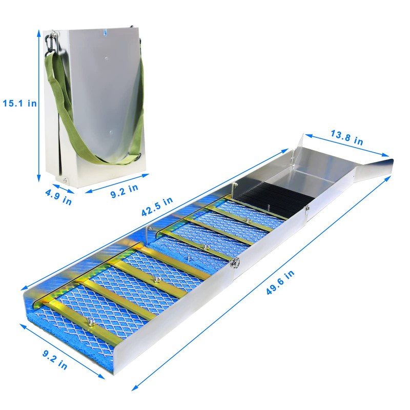 SAFEBAO Folding Aluminum Alloy Sluice Box, Portable Gold Prospecting Equipment,