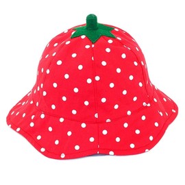 Kids Anti UV Sun Protection Foldable Bucket Hat with Chin Strap Outdoor Animal Cartoon Cap for Kids Baby Toddlers Girls/Boys Summer(17.3''(0-3Months)) Strawberry