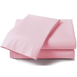 Just Contempo Plain Percale Fitted Sheet - King, Pink