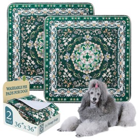 Homimp Washable Pee Pads for Dogs, 2 Pack Reusable Puppy Pads Waterproof, Absorbent and Leakproof Dog Pee Pads, Non Slip Puppy Training Pads, Pet Mat for Floor, Crate, Couch, Whelping,Green, 36"x36"
