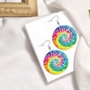 Faux Leather Earrings Tie Dye Round Dangle Earrings Jewelry For