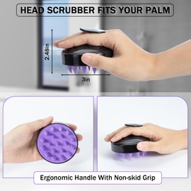 Shampoo Brush Hair Brush Scrubber Massage Scalp Soft Silicone Shampoo Brush for Hair Brush Shower Brush for Wet Dry Scalp Care Dandruff Removal for Women Men, Black