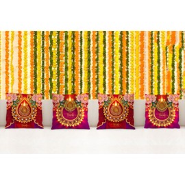 Nepnuser Happy Diwali Throw Pillow Covers 18x18 Set of 4 Deepavali Peacock Indian Festival of Lights Party Decoration for Bed Couch Sofa Home Decor