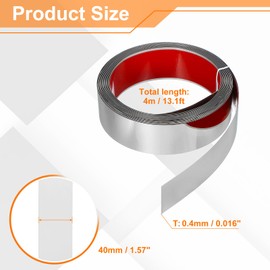 HARFINGTON Metal Wall Trim 13.1ft x 1.57" Peel and Stick Molding Trim Self Adhesive Stainless Steel Electroplate Finish Metal Strip Trim for Wall Ceiling Mirror Frame Border Edge, Silver