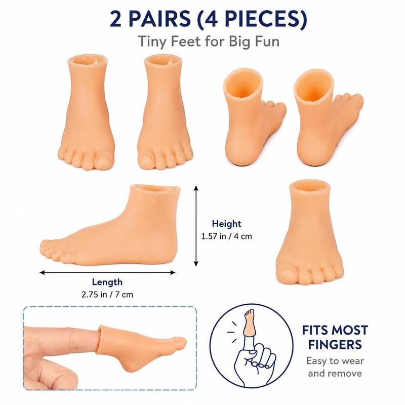 2 Pairs Finger Feet Puppet Tiny Feet, Finger Shoes, Realistic