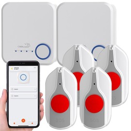 CASAcontrol SOS Emergency Button Alarm: Smart SOS Emergency Button Set for Seniors, 4 x Transmitters, 2 x Receivers, App (Smart SOS Button, Emergency Call Devices)