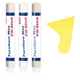 Kenbry Wood Filler Sticks 3 Colors White Wax Putty Stick, Wood Repair Kit for Scratches, Crack, Scuffs, Gouges on Wood Funiture, Floors, Cabinets, Tables, and Doors-Rub Briskly Repair