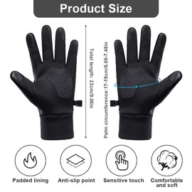 TANCUDER Winter Gloves Thermal Gloves Windproof Waterproof Cycling Gloves Warm Runnnig Gloves Anti-slip Touch Screen Gloves Fleece Lining Hiking Gloves Thin for Men Women Walking Riding Driving, Black