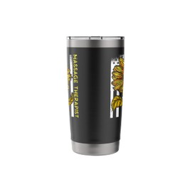 Massage Therapist Patriotic Sunflower Usa American Flag Stainless Steel Insulated Tumbler