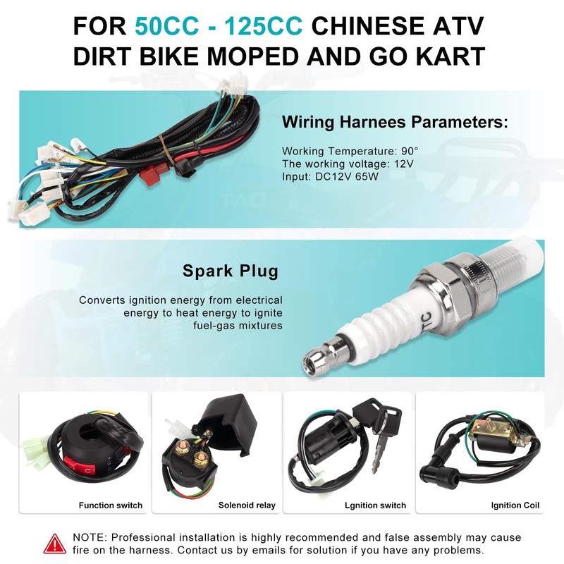 Complete Electrics Wiring Harness Kit for 4 Stroke ATV KLX