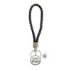Custom Simply Blessed Silver Circle Black Leather Key Chain Gift