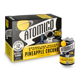 ATOMICO Sparkling Water. 12 Essential Vitamins from our proprietary organic blend. Naturally flavored. - Pineapple Coconut