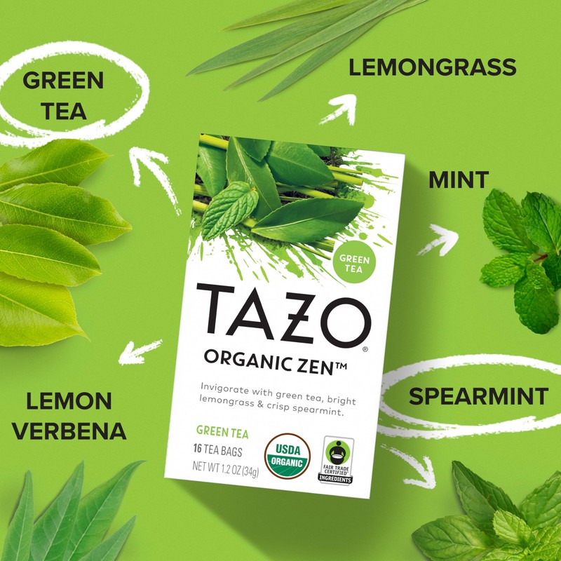 TAZO Tea Bags, Regenerative Organic: Refresh Mint Herbal Tea, &