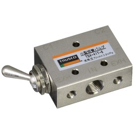 TRUSCO TSV41T6 4-Way Small Switching Valve, 5 Ports, 1/8, Toggle Lever Type