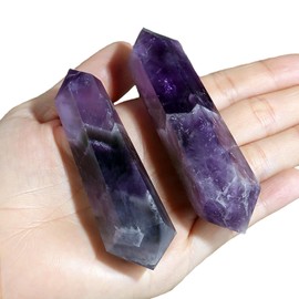 GUJOXILA 8-9 cm Amethyst Large Crystals Stones Hexagonal Gemstones Healing Stones Natural Gemstone Tower Hexagonal Point Crystal Reiki Energy Stone Meditation Gemstone 1 Piece