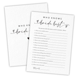 Nuckxy Bridal Shower Game Cards - Who Knows The Bride Best - 30 Pcs Minimalism Wedding Game Cards, Engagement Party Game, Modern Bridal Shower Party Favor & Decorations - A03