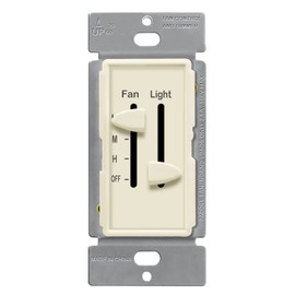 ENERLITES 3 Speed Ceiling Fan Control and LED Dimmer Light Switch, Light and Fan Combination Switch, Single Pole, 2.5A, 300W Incandescent, No Neutral Wire Required, 17001-F3-LA-F, Light Almond