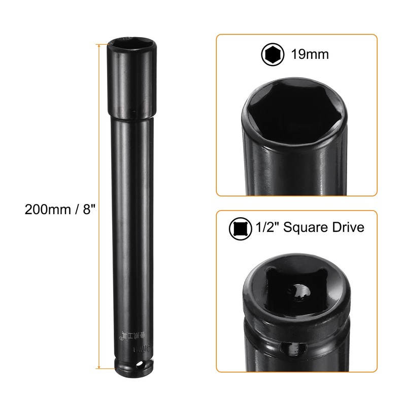 HARFINGTON Deep Impact Socket 1/2" Square Drive by 19mm Metric