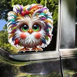 2pcs 4.92"x5.12" Vibrant Colorful Owl PVC Sticker - Whimsical Design for Car Scratches, Laptop & Motorcycle - Decal for Trucks, SUVs - Cute Owl Accessories |#CZ280