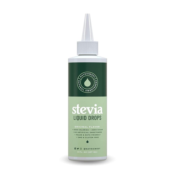 NatriSweet Original Stevia Liquid Drops, 8 fl oz, Pure and Healthier Sweetener, Manages Blood Sugar Levels for Diabetics, Paleo, Keto, & Vegan Diet-Friendly Sugar Substitute, 1800 Drops