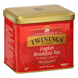 Twinings English Breakfast Loose Tea Tin, 7.05 Ounce Tin (Pack of 1), Smooth, Flavourful, Robust Black Tea Leaves, Caffeinated, Enjoy Hot or Iced