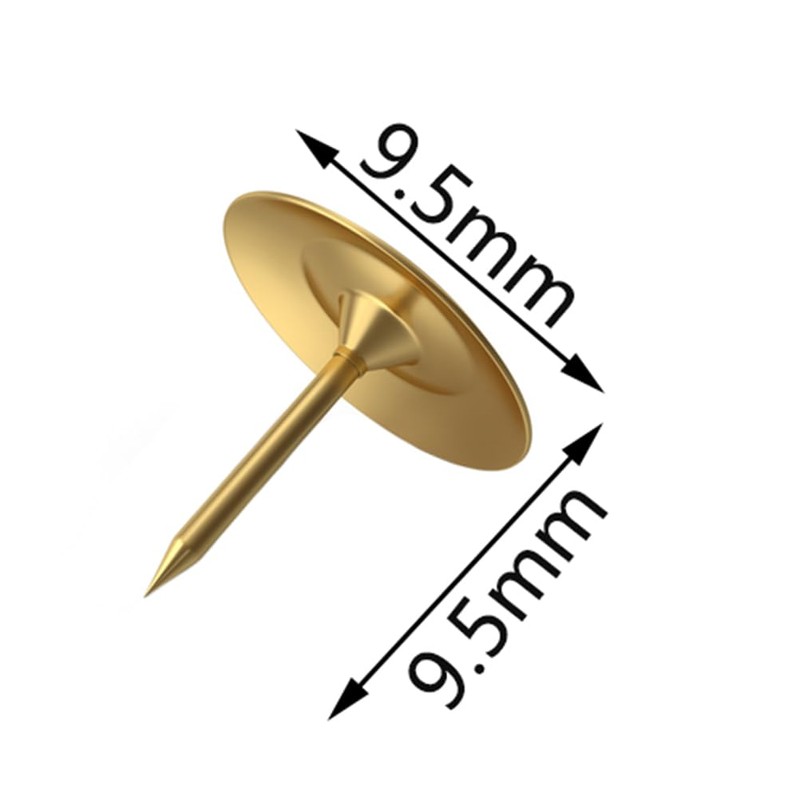 Pack of 1000 BetterJonny 9.5 mm Gold Push Pins Iron